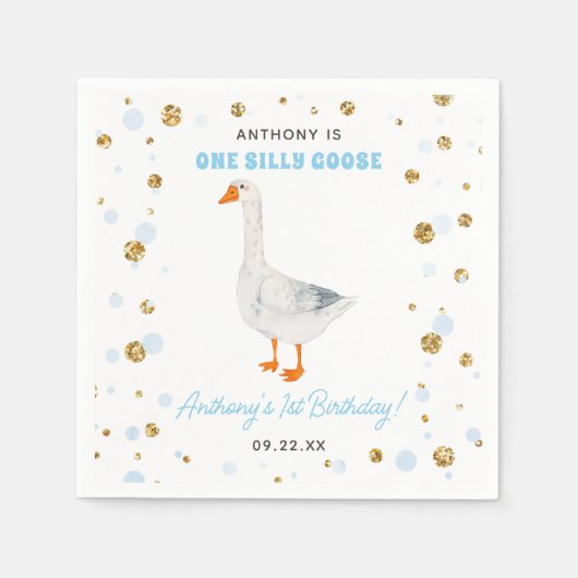 ワン間抜けグースボーイズ1回目の誕生日 スタンダードカクテルナプキン (正面)