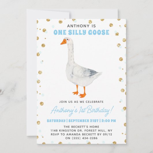 ワン間抜けグースボーイズ1回目の誕生日 招待状 (正面)