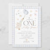 ワン間抜けグースボーイズ1stバースデーブルーギンガム 招待状 (正面)