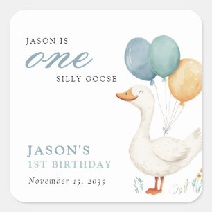 ワン間抜けグースボーイ1歳の誕生日パーティー スクエアシール