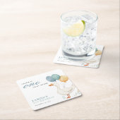 ワン間抜けグースボーイ1歳の誕生日パーティー スクエアペーパーコースター (インサイチュ)