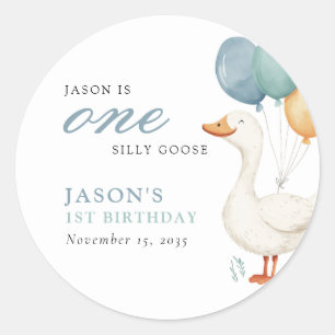 ワン間抜けグースボーイ1歳の誕生日パーティー ラウンドシール