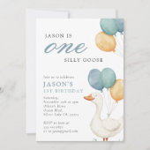 ワン間抜けグースボーイ1歳の誕生日パーティー 招待状 (正面)