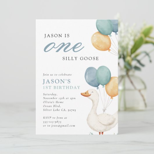 ワン間抜けグースボーイ1歳の誕生日パーティー 招待状 (スタンド正面)