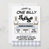 ワン間抜けグースボーイ1歳の誕生日パーティー 招待状 (正面)