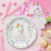 ワン間抜けグースワイルドフラワーフローラ1st誕生日 ペーパープレート (パーティー)