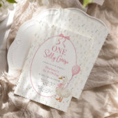 ワン間抜けグースヴィンテージフローラガール1st誕生日 招待状