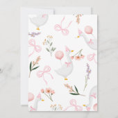 ワン間抜けグース招待山花ピンクの弓 招待状 (裏面)