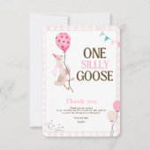 ワン間抜けグース誕生日1歳の誕生日ガールピンク サンキューカード (正面)