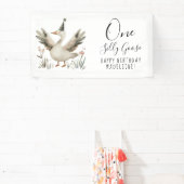 ワン間抜けグース1歳の誕生日かわいい水彩パーティー 横断幕 (インサイチュ)