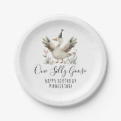 ワン間抜けグース1歳の誕生日かわいい水彩子供 ペーパープレート (正面)