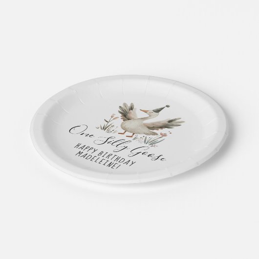 ワン間抜けグース1歳の誕生日かわいい水彩子供 ペーパープレート (アングル)