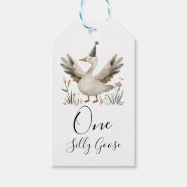 ワン間抜けグース1歳の誕生日かわいい水色 ギフトタグ