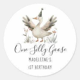 ワン間抜けグース1歳の誕生日かわいい水色 ラウンドシール