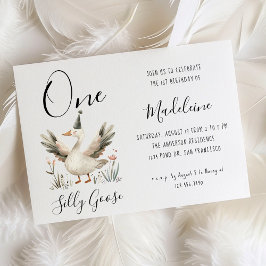 ワン間抜けグース1歳の誕生日かわいい水色 招待状