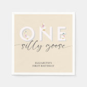 ワン間抜けグース1歳の誕生日かわいい スタンダードカクテルナプキン (正面)