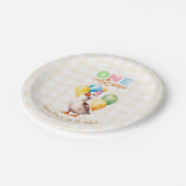 ワン間抜けグース1歳の誕生日男女兼用黄色 ペーパープレート (アングル)