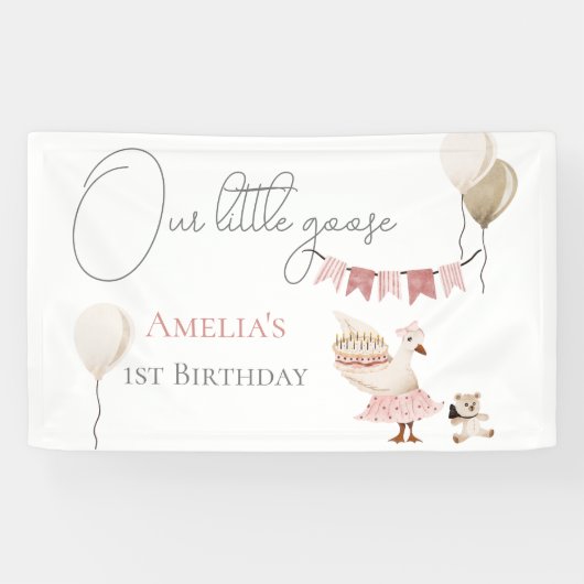 ワン間抜けヴィンテージ誕生日グースウォーター色 横断幕 (横)