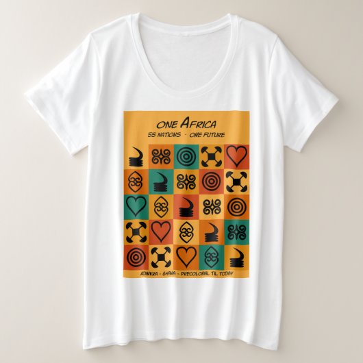 ワン・アフリカ - アディンクラ - ガーナ - プラスサイズTシャツ (デザイン正面)