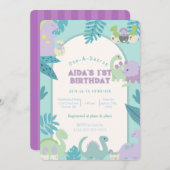 ワン・ア・サウルス恐竜の誕生日招待状 招待状 (正面/裏面)