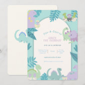 ワン・ア・サウルス恐竜の誕生日 招待状 (正面/裏面)