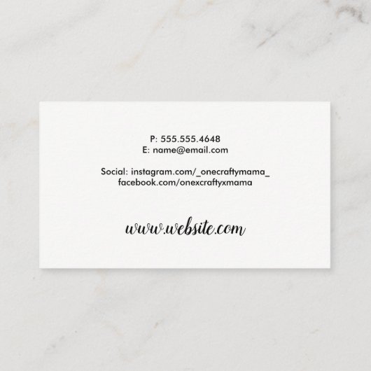 ワン・クレフティ・ママ 名刺 (裏面)