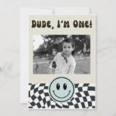 ワン・クール・デュード・レトロ・ボーイズ　ファーストバースデー 招待状 (裏面)