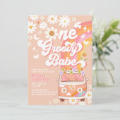 ワン グルービー ベイブ デイジー レインボー グルービー 1歳の誕生日 招待状 (スタンド正面)