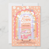 ワン グルーヴィー ベイビー デイジー グルーヴィー ヴァン 1歳の誕生日 招待状 (正面)