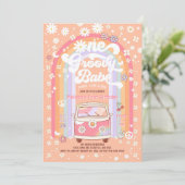 ワン グルーヴィー ベイビー デイジー グルーヴィー ヴァン 1歳の誕生日 招待状 (スタンド正面)