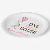 ワン シリー グース バースデー, 女の子 1歳の誕生日 ピンク ペーパープレート (アングル)