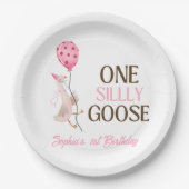 ワン シリー グース バースデー, 女の子 1歳の誕生日 ピンク ペーパープレート (正面)