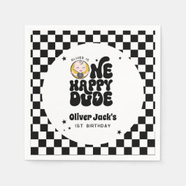 ワン ハッピー デュード 1歳の誕生日パーティー ナプキン スタンダードカクテルナプキン
