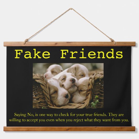 ワン・バスケットの中で子犬を一緒ぶら下がったに愛する 吊り下げ型タペストリー (正面)