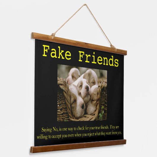 ワン・バスケットの中で子犬を一緒ぶら下がったに愛する 吊り下げ型タペストリー (傾斜あり)