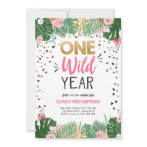 ワン·ワイルド·イヤー·サファリ·金ゴールド·ガール·ファースト1歳の誕生日