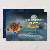 ワーウルフの誕生日の招待状 サンキューカード (正面/裏面)