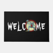 ワーウルフグレイバックレッドフルムーンハロウィーンの玄関 ドアマット (正面)
