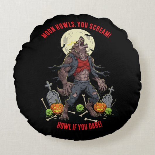 🐺ワーウルフハロウィーン装飾用クッション🎃 ラウンドクッション (正面)