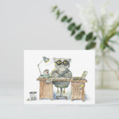 ワーカホリック夜型フクロウ ポストカード (スタンド正面)