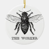 ワーカービー白黒(昆虫)マルハナバチヴィンテージ セラミックオーナメント (正面)
