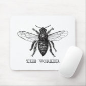 ワーカービー白黒(昆虫)マルハナバチヴィンテージ マウスパッド (マウス)
