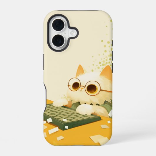 ワーキングキャット Phone Case、Apple iPhone 16、タフ 16ケース (裏面)