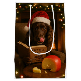 ワーキングコッカーのチーズ税クリスマスギフトバッグ ミディアムペーパーバッグ