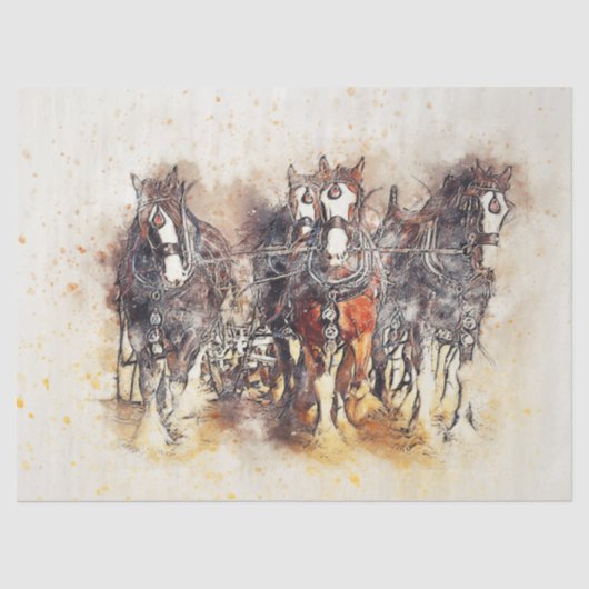 ワーキング・ウマズウエスタンデコップアートティッシュペーパー 薄葉紙 (正面)