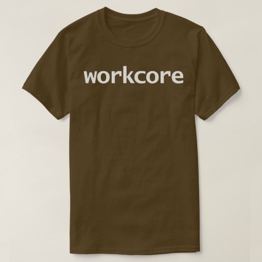 ワークコアミニマルタイポグラフィホワイト文字 Tシャツ (デザイン正面)