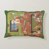 ワークショップに小人が参加したヴィンテージクリスマスサンタ アクセントクッション (裏面)