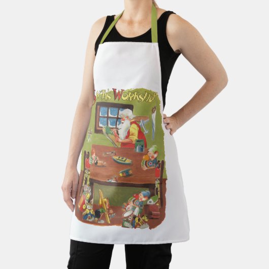 ワークショップに小人が参加したヴィンテージクリスマスサンタ エプロン (インサイチュ)