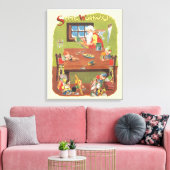 ワークショップに小人が参加したヴィンテージクリスマスサンタ キャンバスプリント (インサイチュ (リビング))