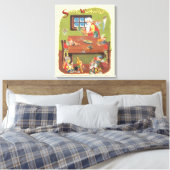 ワークショップに小人が参加したヴィンテージクリスマスサンタ キャンバスプリント (インサイチュ (寝室))